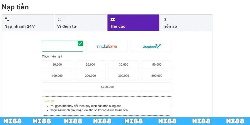 Giao dịch nhanh chóng với thẻ cào