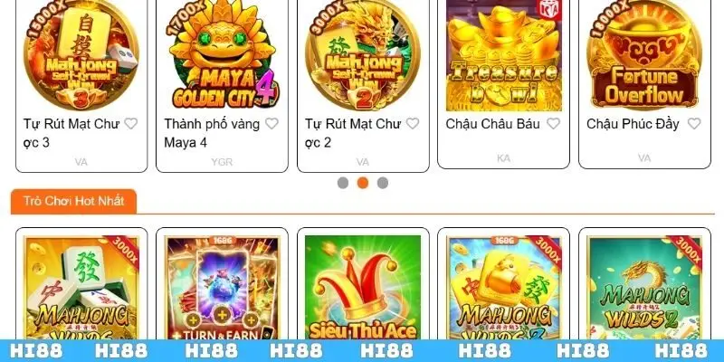 Top những game nổ hũ được săn đón nhiều tại Hi88